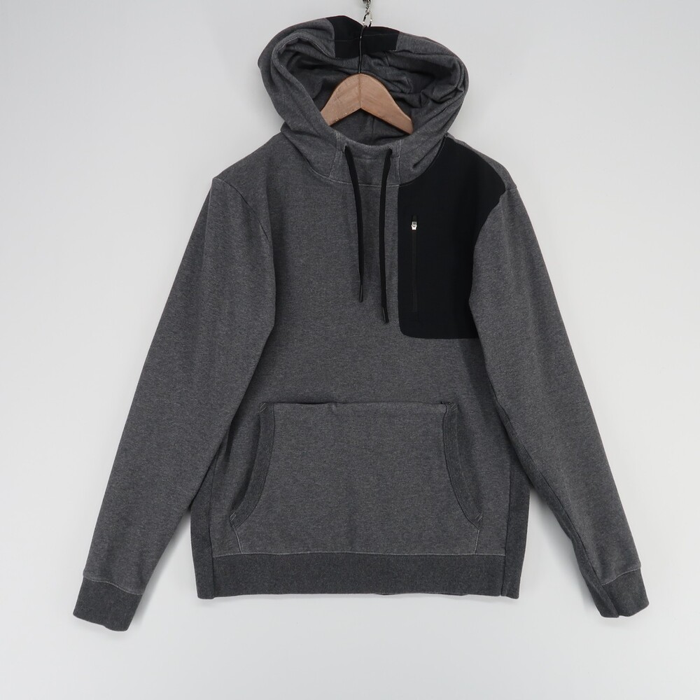 MUNICIPAL Sport Utility Hoodie Mens M Gray Black‎ Pullover Zipper Pocket